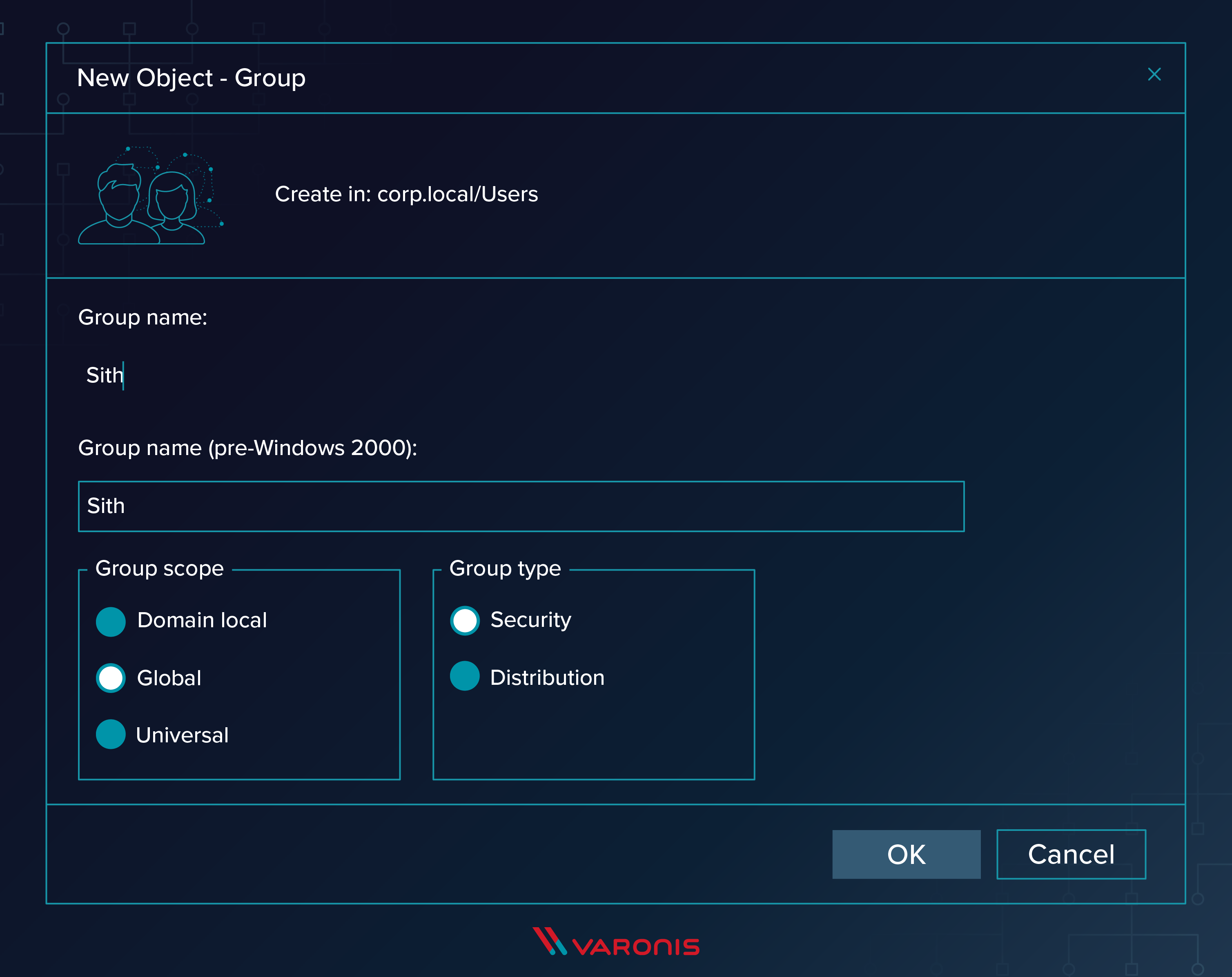 aduc para adicionar um novo grupo - passo 2