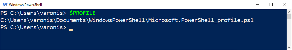 screen capture of a PowerShell profile