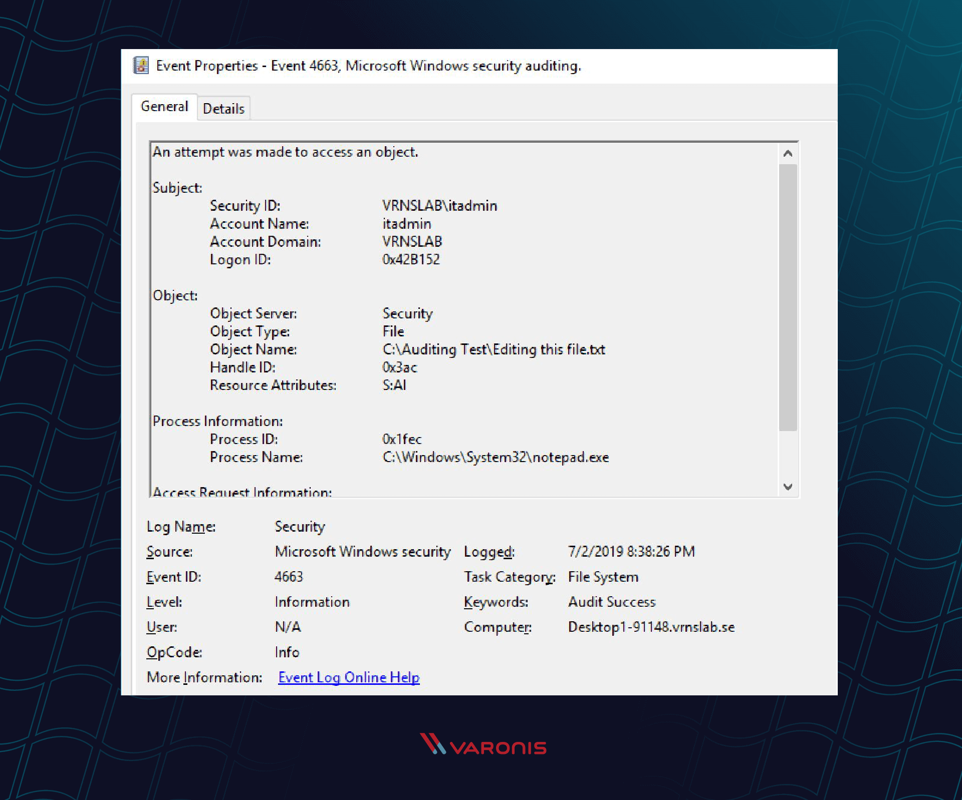 window screenshot showing that “Editing this file.txt” was opened