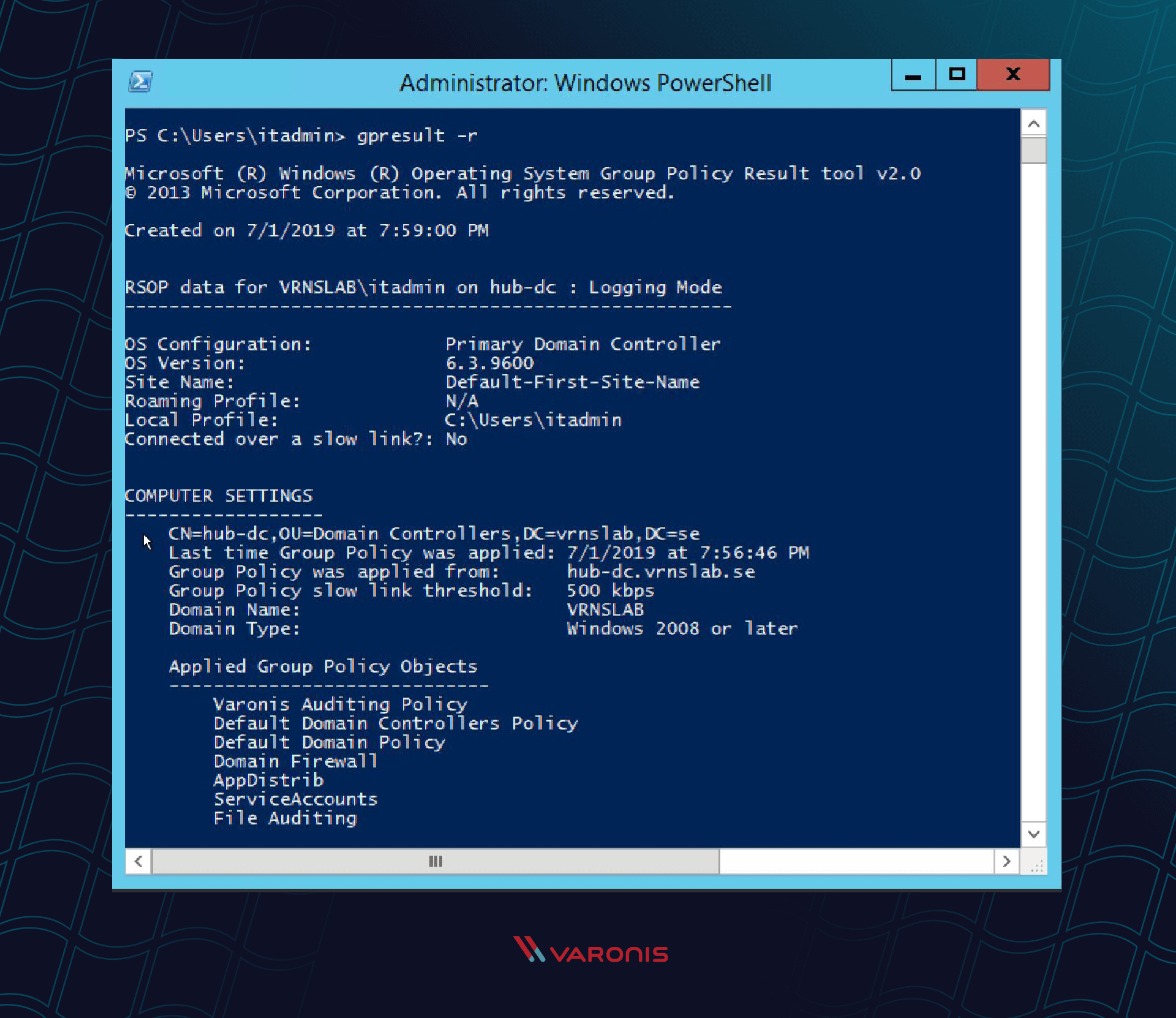 window screenshot showing how to verify that a policy is set correctly