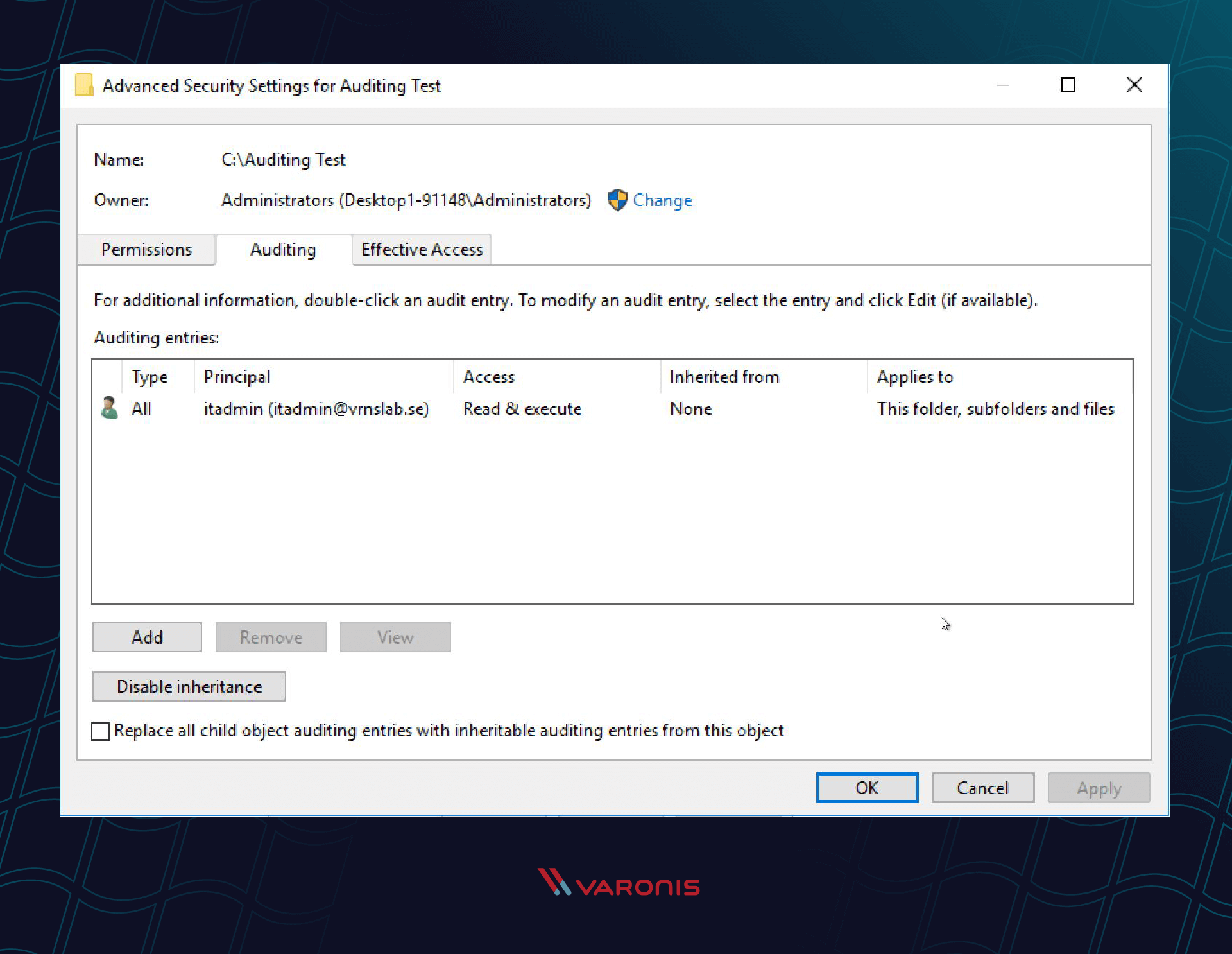 window screenshot showing the how to get to the security tab and then the advanced options