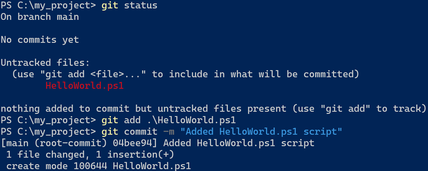 capture d'écran de la création d'une validation initiale Git avant la fusion dans Git