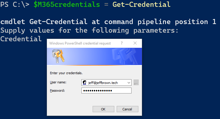 Screenshot of creating a credential