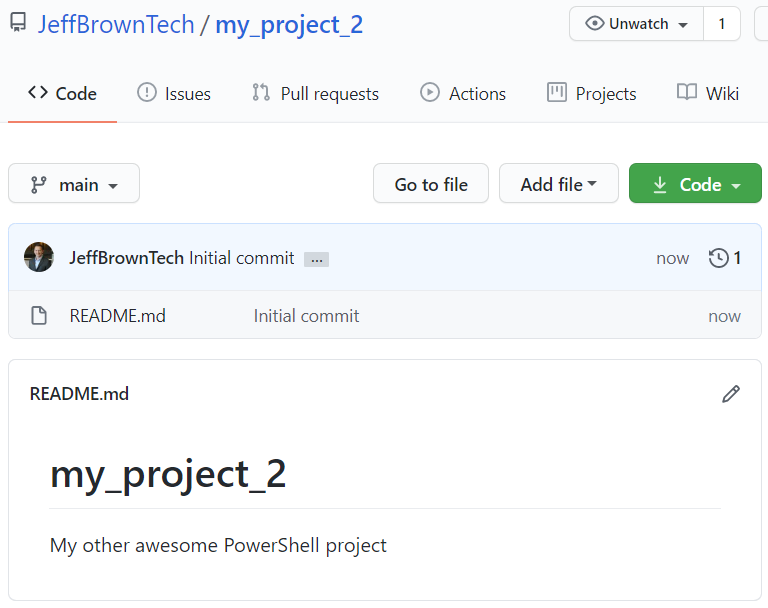a screenshot of a GitHub repository initialized with a README file