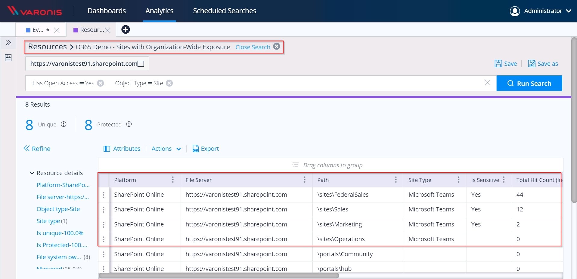 WebUI search for sharing links