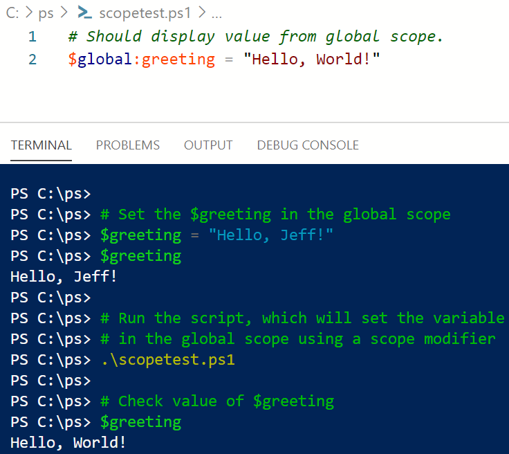 Using scope modifiers