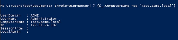 PowerView cmdlet Invoke-UserHunter Administrator 