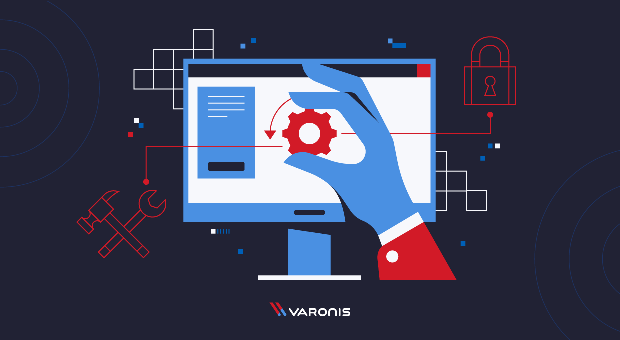 illustration of a hand turning a widget on a monitor