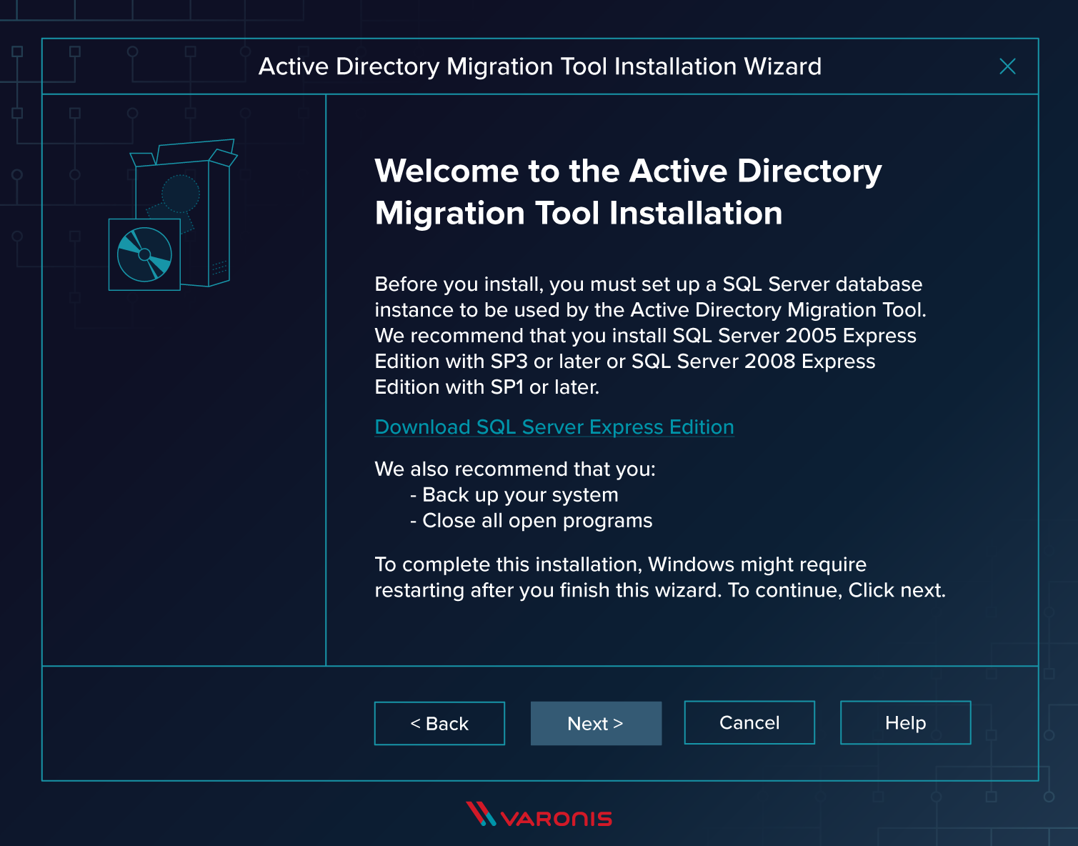 screenshot of active directory migration tool installation wizard step