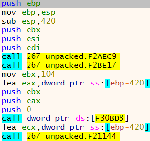 capture d’écran du code assembleur dans x64dbg