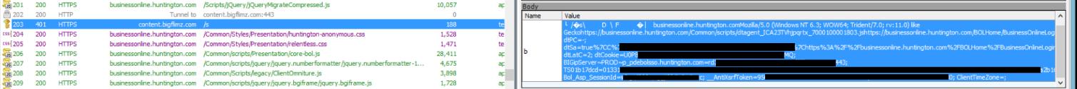 le malware envoie les données POST et les cookies de session au serveur C2 Qbot