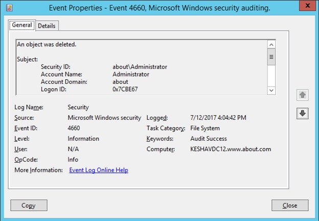 Oh no! A Windows delete event