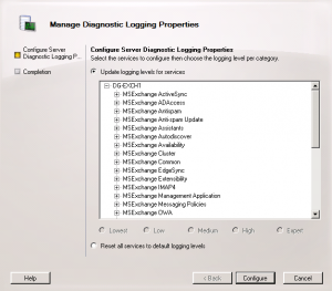 Setting up Diagnostics in Exchange