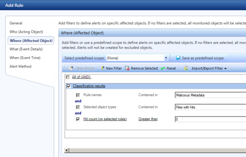 DatAlert Rule for Malicious Document Metadata