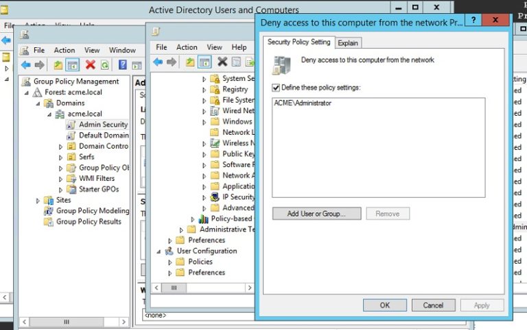 user rights assignment deny access to this computer from the network