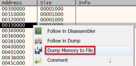 dump memory