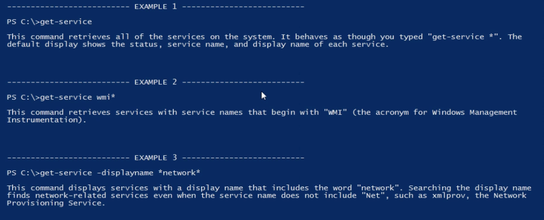 Get-Help -Name Get-Service -Examples