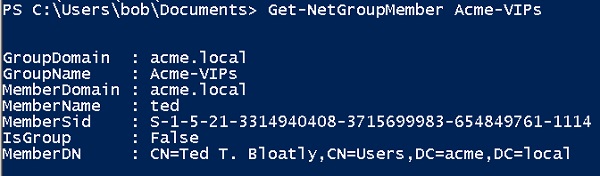 PowerView cmdlet Get-NetGroupMember 