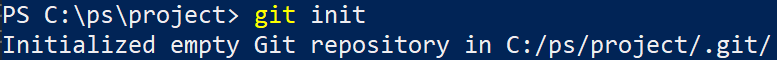 a screenshot of a Git init command in PowerShell