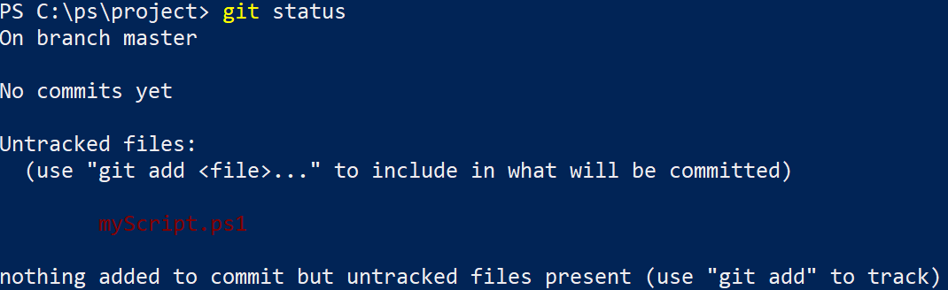 a screenshot of how to run running Git status