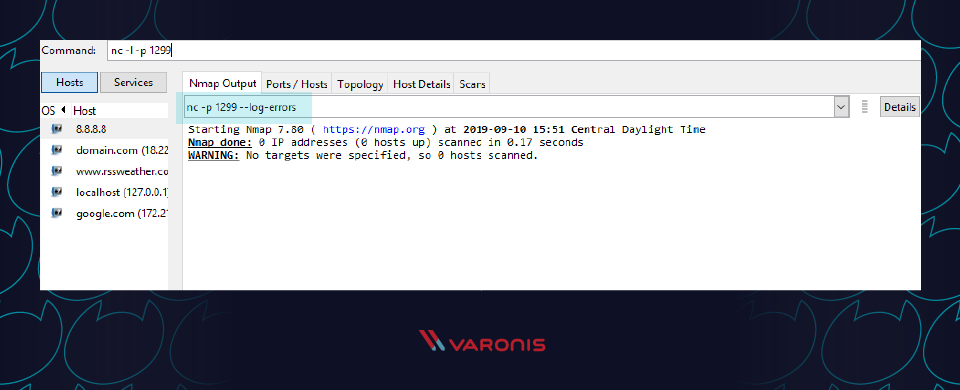 captura de tela do comando de bate-papo no netcat