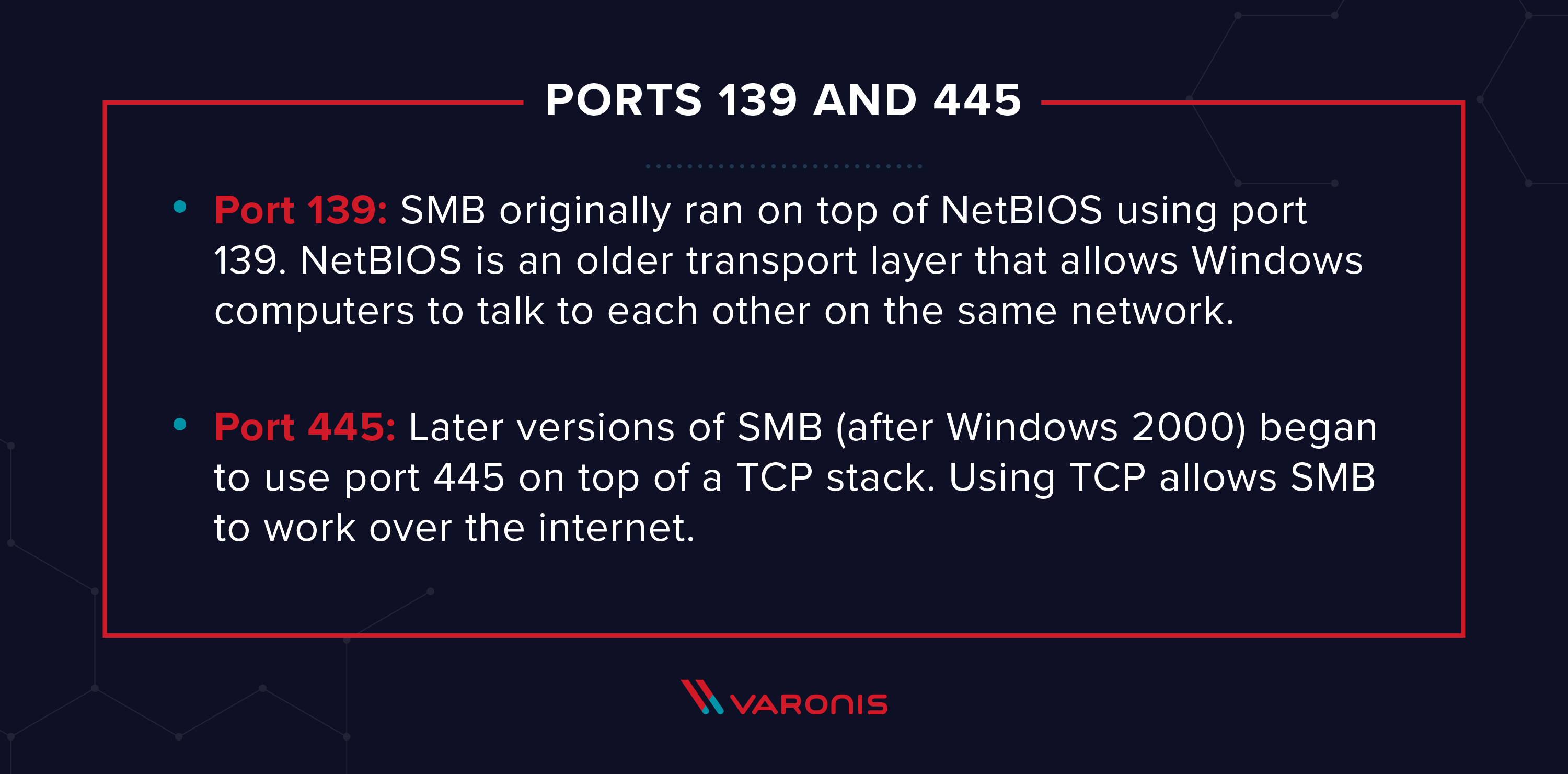 port SMB 139 and 445 / protocole SMB