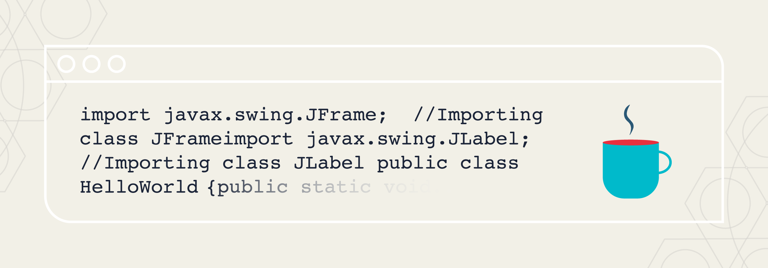 java programming language "hello world" code and logo