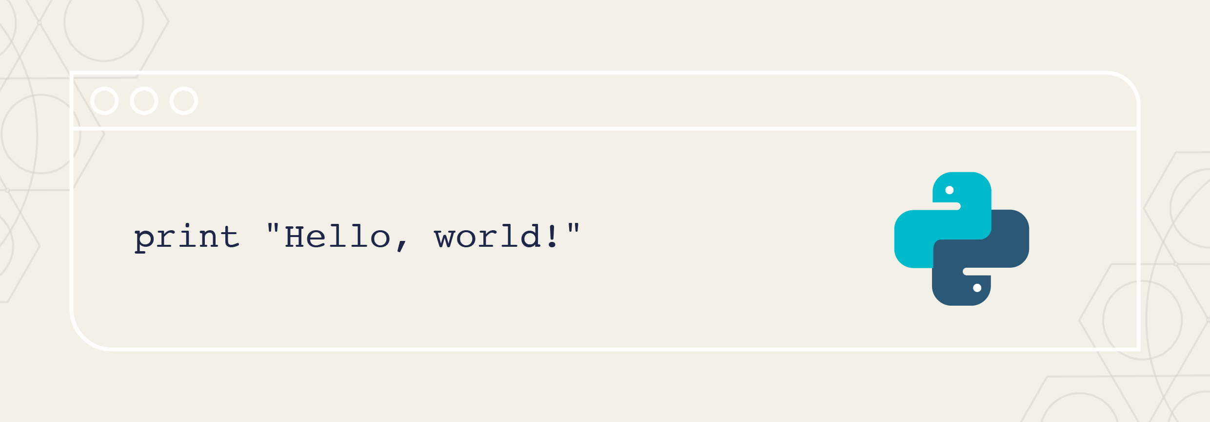 python programming language "hello world" code and logo