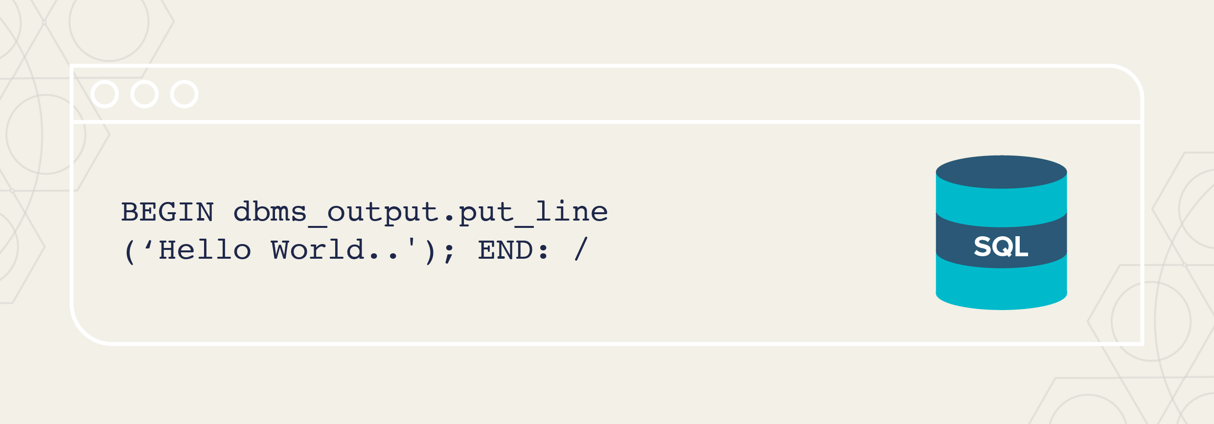 SQL programming language "hello world" code and logo