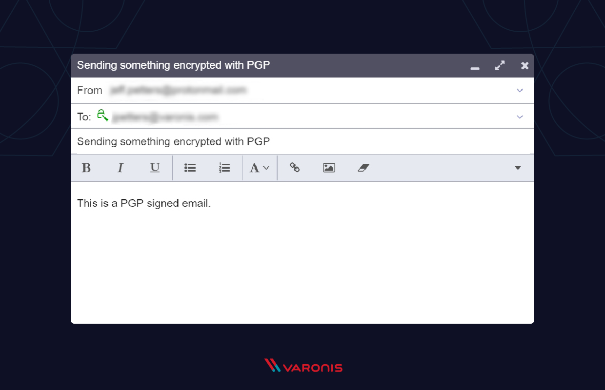 PGP-Dateien senden, Screenshot von Windows-E-Mail