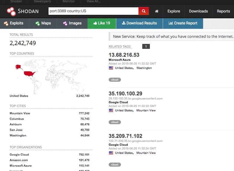 Shodan RDP