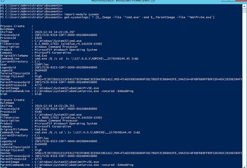 Get-Sysmonlogs example.