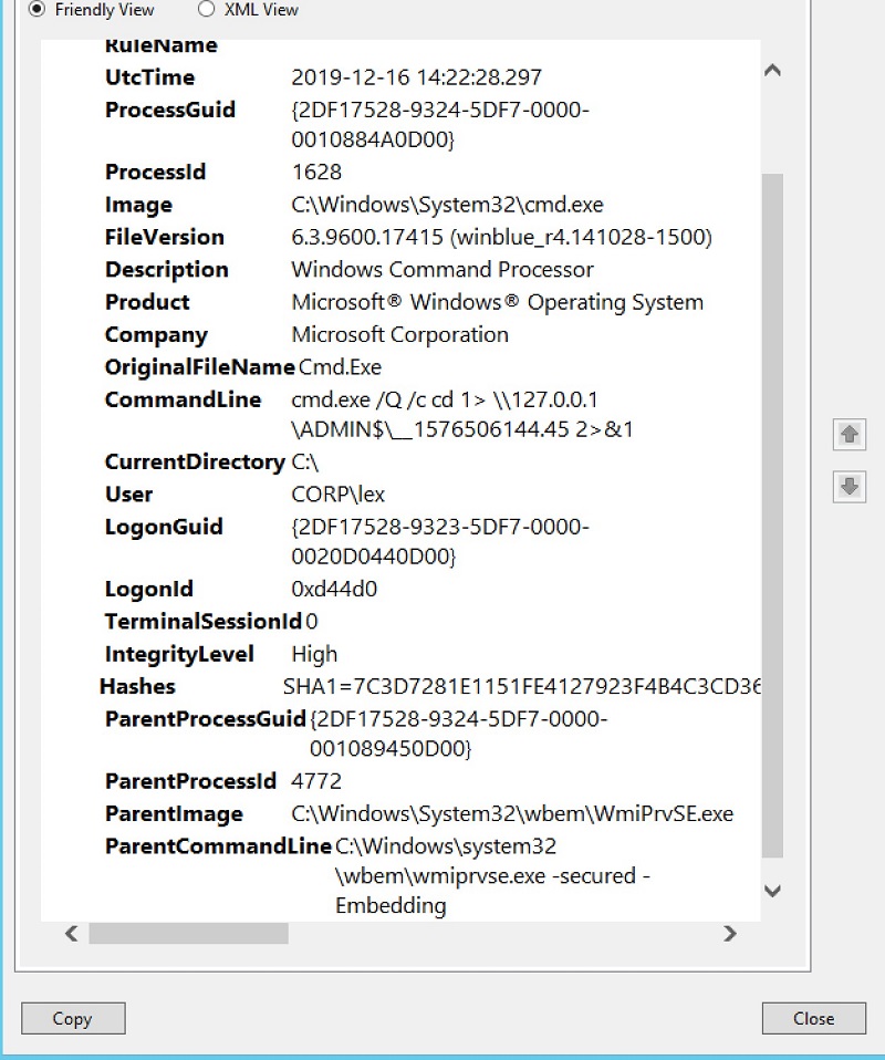 ProcessGuid corresponds to EQL’s unique_pid, and ParentProcessGuid to parent_unique_pid