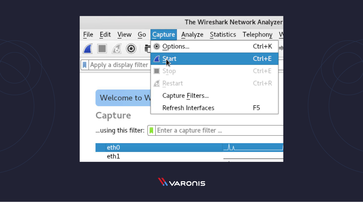 Pacotes de captura do Wireshark - Imagem