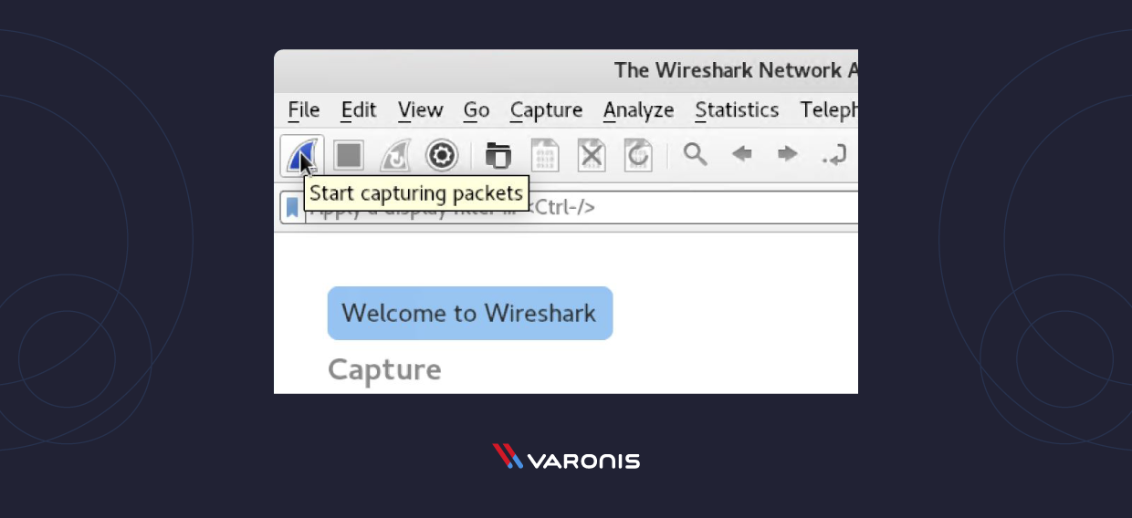 capture d'écran montrant comment lancer la capture avec Wireshark