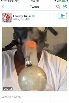 Laremy Tunsil smoking marijuana from a gas mask