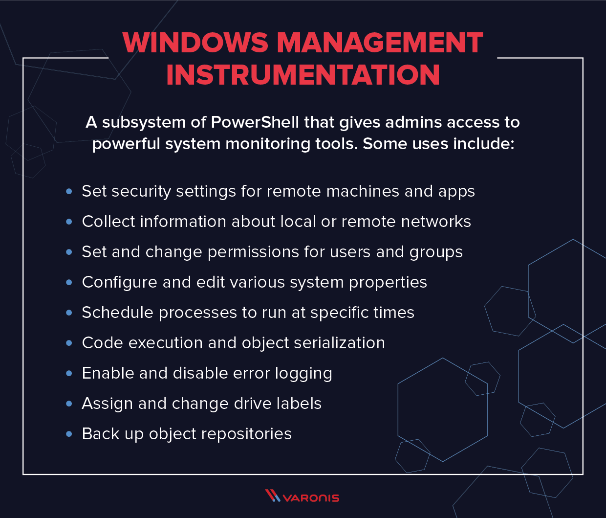 Windows management instrumentation uses listed