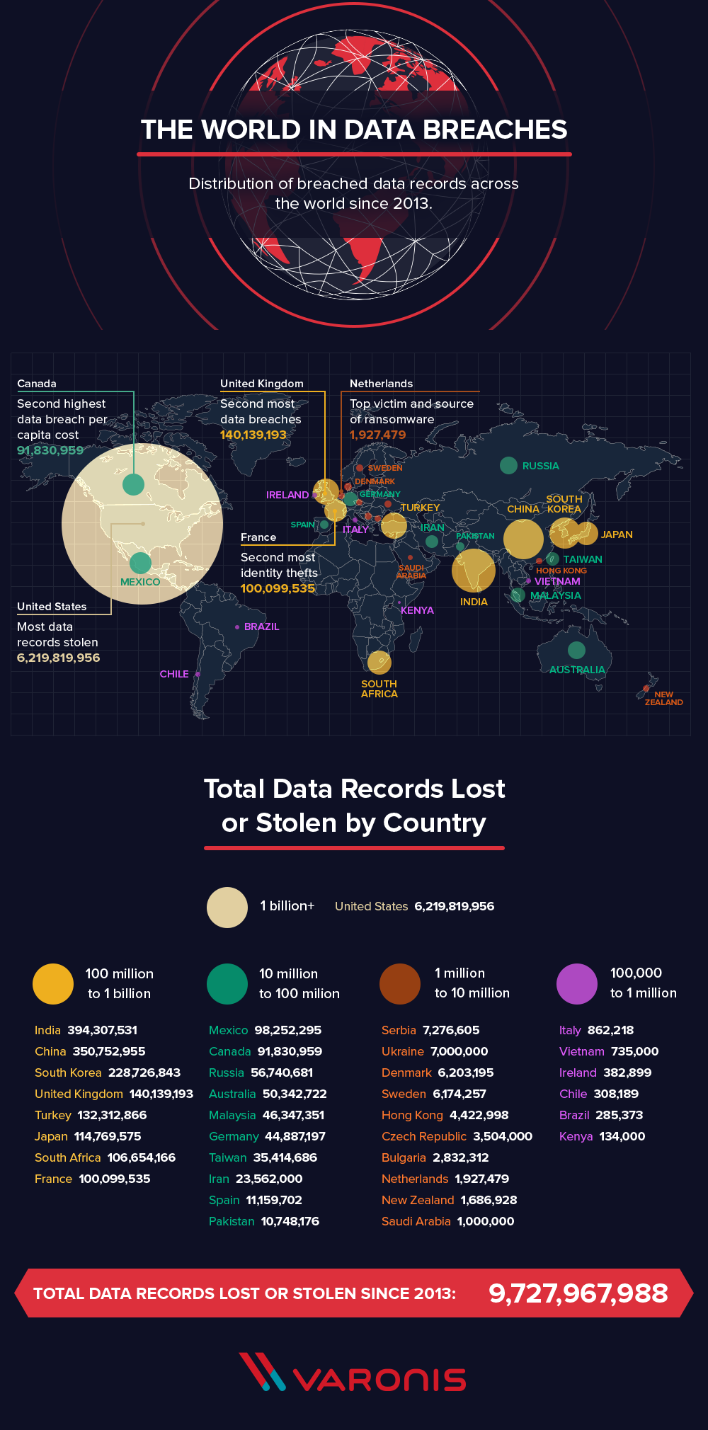 world in data breaches - piratages
