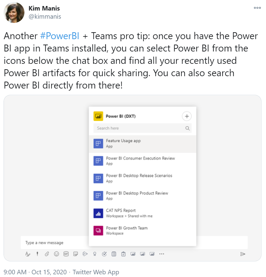 Screenshot von Kim Manis’ Tweet zu Microsoft Teams