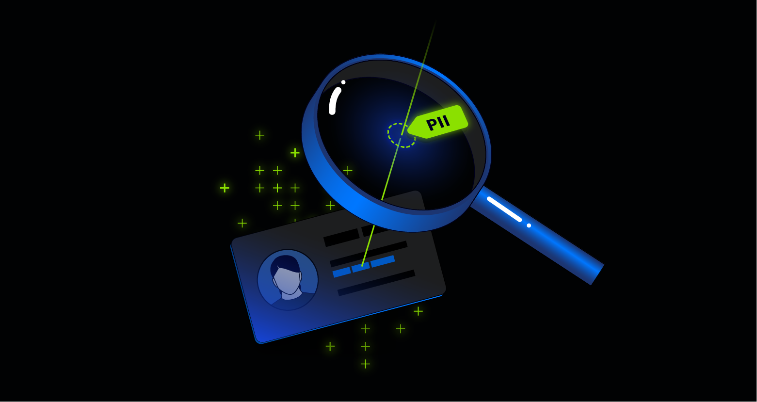 Magnify glass looks at sensitive information and reveals PHI data